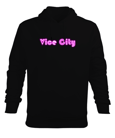 Tisho - Vice city siyah sweatshirt kapşonlu hoodie Erkek Kapüşonlu Hoodie Sweatshirt