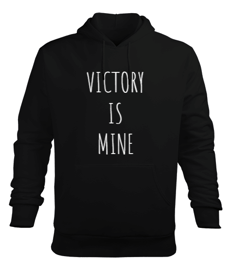 Tisho - Victory is mine Siyah Erkek Kapüşonlu Hoodie Sweatshirt