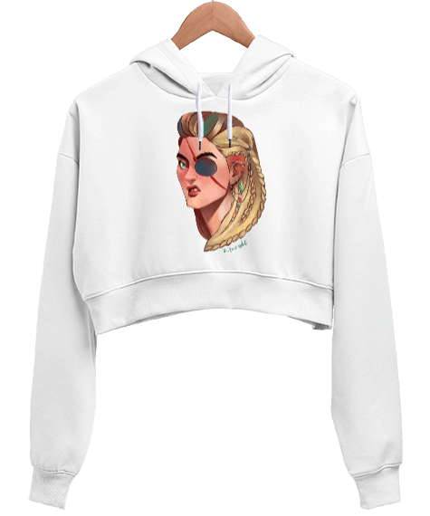 Tisho - Viking Kadın Crop Hoodie Kapüşonlu Sweatshirt