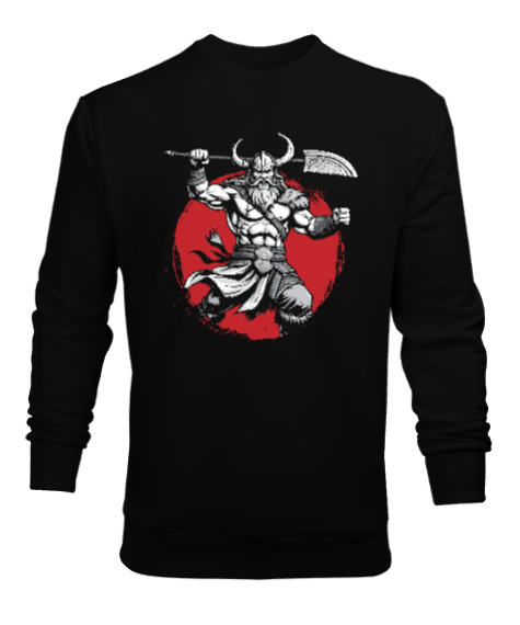 Tisho - Viking Savaşçı Siyah Erkek Sweatshirt