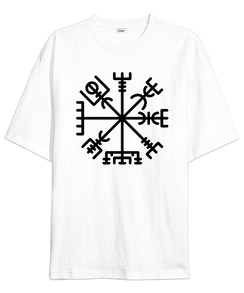 Tisho - Viking Sembol Beyaz Oversize Unisex Tişört