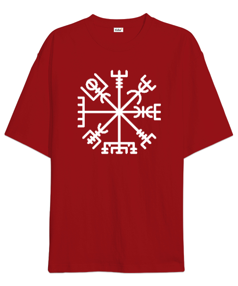 Tisho - Viking Sembol Kırmızı Oversize Unisex Tişört