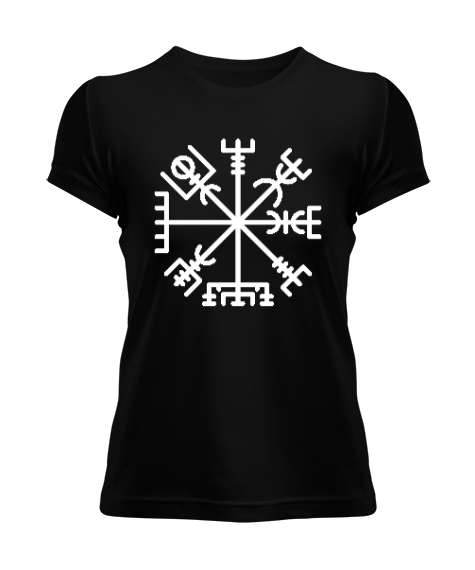 Tisho - Viking Sembol Siyah Kadın Tişört
