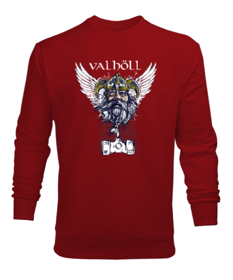 Tisho - Viking Valhöll Kırmızı Erkek Sweatshirt