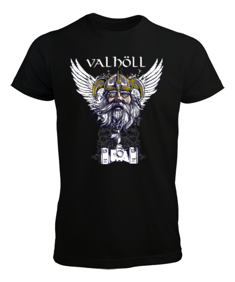 Tisho - Viking Valhöll - Savaşçı Siyah Erkek Tişört
