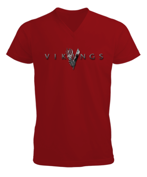 Tisho - Vikings v yaka tişört Erkek Kısa Kol V Yaka Tişört