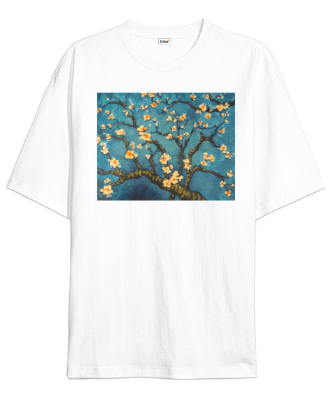 Tisho - Vincent Van GOGH - Çiçek açan badem ağacı Oversize Unisex Tişört