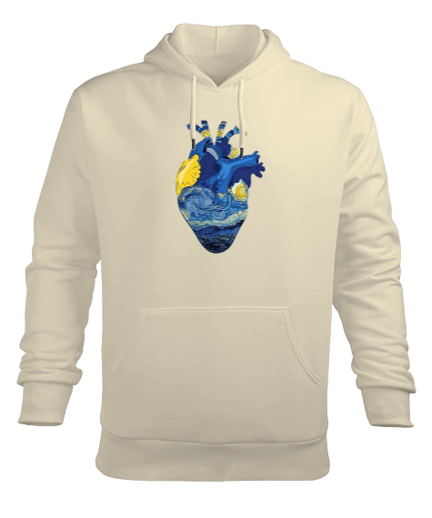 Tisho - Vincent Van Gogh Heart Baskılı Erkek Kapüşonlu Hoodie Sweatshirt