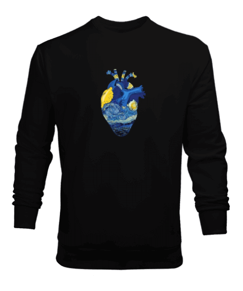 Tisho - Vincent Van Gogh Heart Baskılı Erkek Sweatshirt
