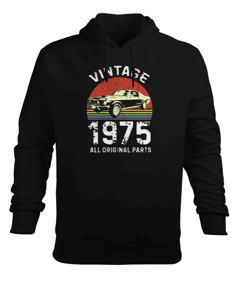 Vintage Araba Tasarım Baskılı Erkek Kapüşonlu Hoodie Sweatshirt