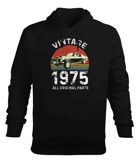 Tisho - Vintage Araba Tasarım Baskılı Erkek Kapüşonlu Hoodie Sweatshirt