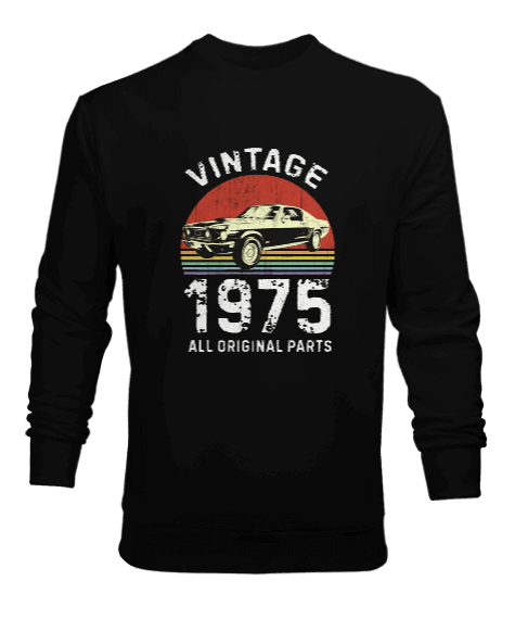 Tisho - Vintage Araba Tasarım Baskılı Erkek Sweatshirt
