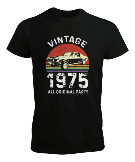 Vintage Araba Tasarım Baskılı Erkek Tişört