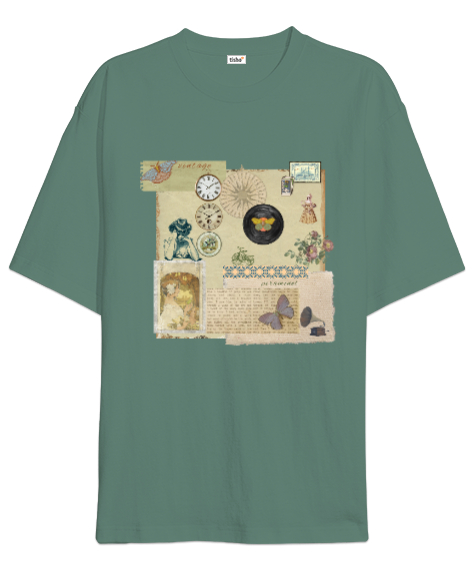 Tisho - Vintage Çağla Yeşili Oversize Unisex Tişört