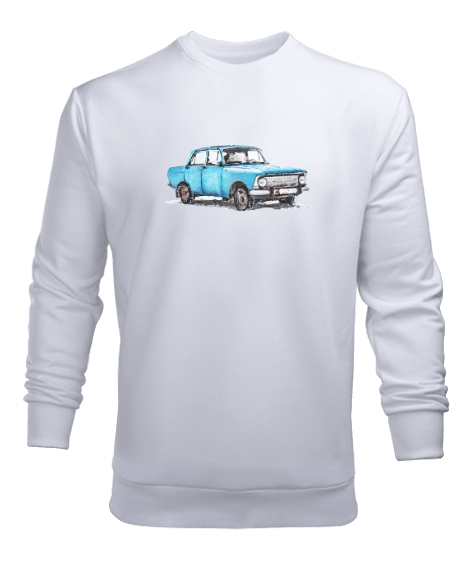 Tisho - Vintage Car - Otomobil Beyaz Erkek Sweatshirt