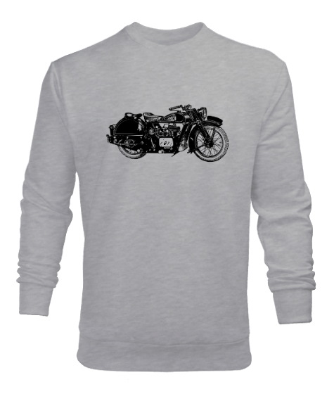 Tisho - Vintage Motorcycle - Motorsiklet Gri Erkek Sweatshirt