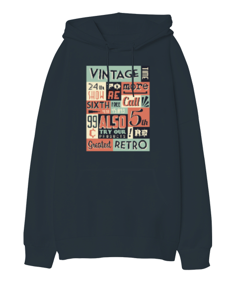 Tisho - Vintage Poster V2 Füme Oversize Unisex Kapüşonlu Sweatshirt