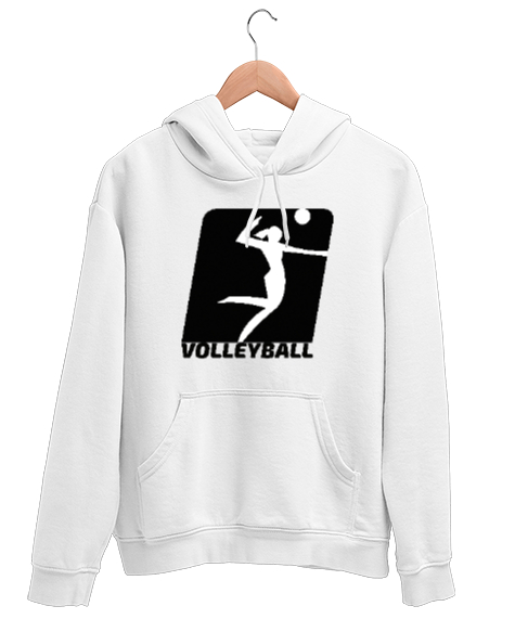 Tisho - Volleyball - Voleybol Beyaz Unisex Kapşonlu Sweatshirt