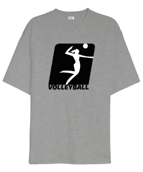 Tisho - Volleyball - Voleybol Gri Oversize Unisex Tişört