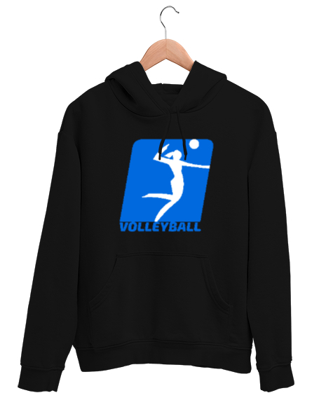 Tisho - Volleyball - Voleybol Siyah Unisex Kapşonlu Sweatshirt