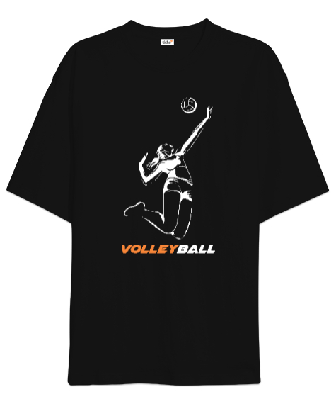 Tisho - Volleyball - Voleybol V2 Siyah Oversize Unisex Tişört
