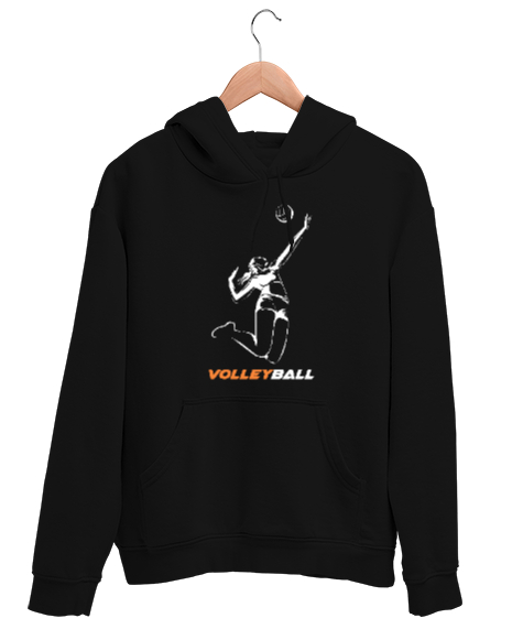 Tisho - Volleyball - Voleybol V2 Siyah Unisex Kapşonlu Sweatshirt