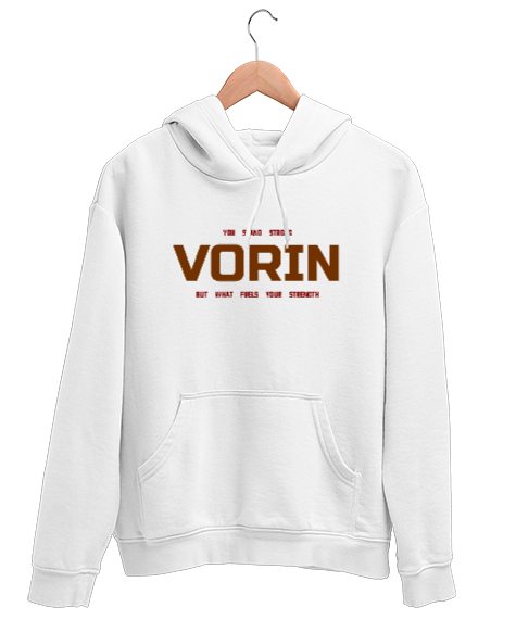 VORIN: Strength Within Beyaz Unisex Kapşonlu Sweatshirt - Tisho
