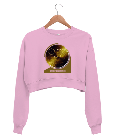 Tisho - Voyager Golden CD - Altın Bilgi CDsi Pembe Kadın Crop Sweatshirt