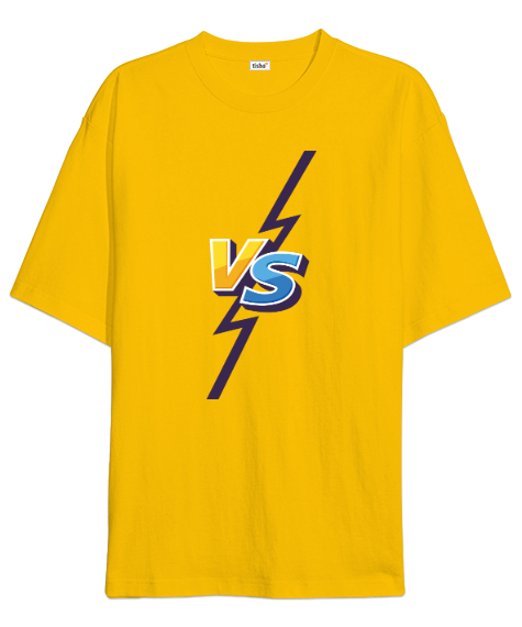 Tisho - VS Baskılı Sarı Oversize Unisex Tişört