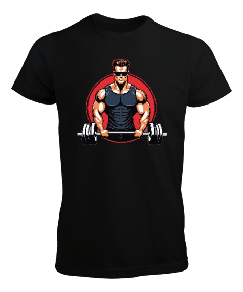 Tisho - Vücut Geliştirme GYM Bodybuilding Fitness Siyah Erkek Tişört