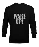 Wake up Siyah Erkek Sweatshirt - Thumbnail
