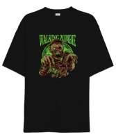 Walking Zombie - Zombi Siyah Oversize Unisex Tişört - Tisho