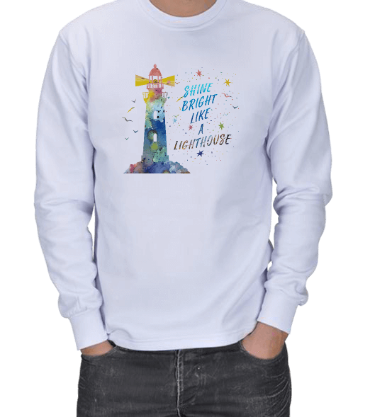 Tisho - Watercolor Lighthouse ERKEK SWEATSHIRT