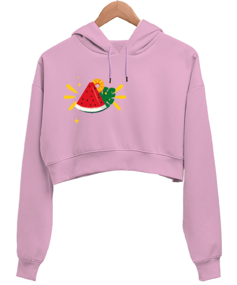 Tisho - Watermelon Kadın Crop Hoodie Kapüşonlu Sweatshirt