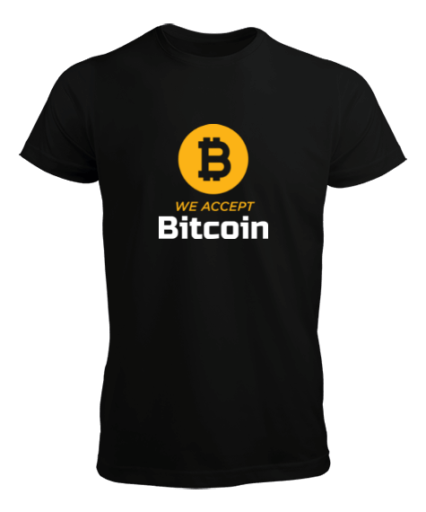Tisho - We Accept Bitcoin v1T Black Front Erkek Tişört