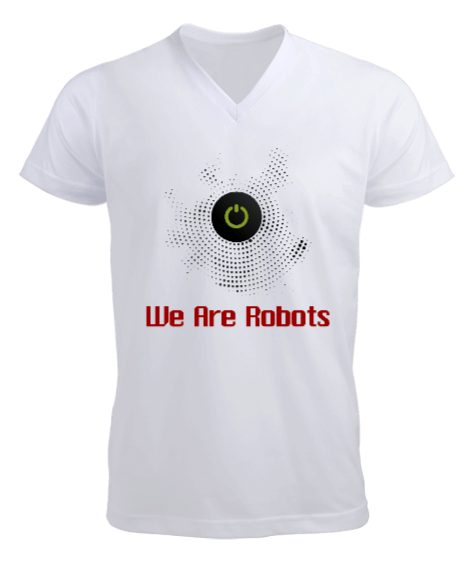 Tisho - We Are Robots Erkek Kısa Kol V Yaka Tişört