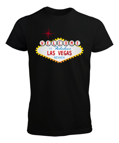 Tisho - Welcome Las Vegas Nevada Siyah Erkek Tişört