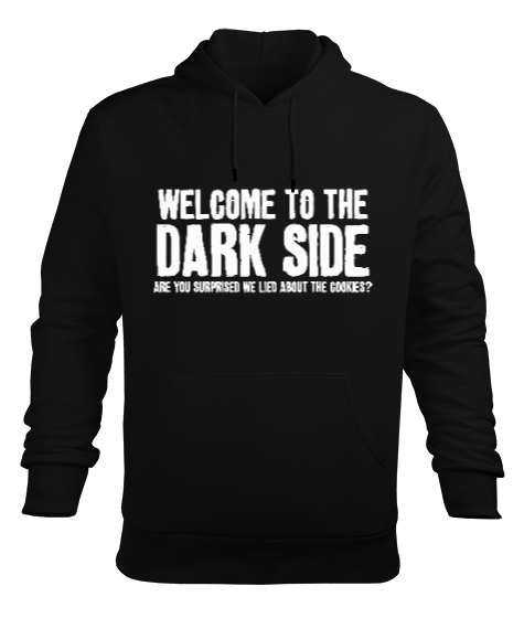 Tisho - Welcome to the Dark Side Baskılı Siyah Erkek Kapüşonlu Hoodie Sweatshirt