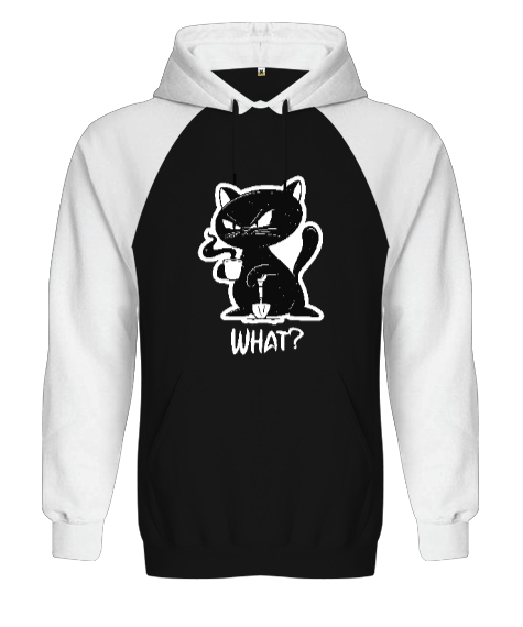 Tisho - What - Ne Var? Siyah/Beyaz Orjinal Reglan Hoodie Unisex Sweatshirt