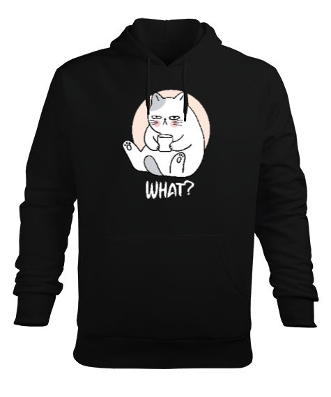 Tisho - What - Ne Var? Siyah Erkek Kapüşonlu Hoodie Sweatshirt