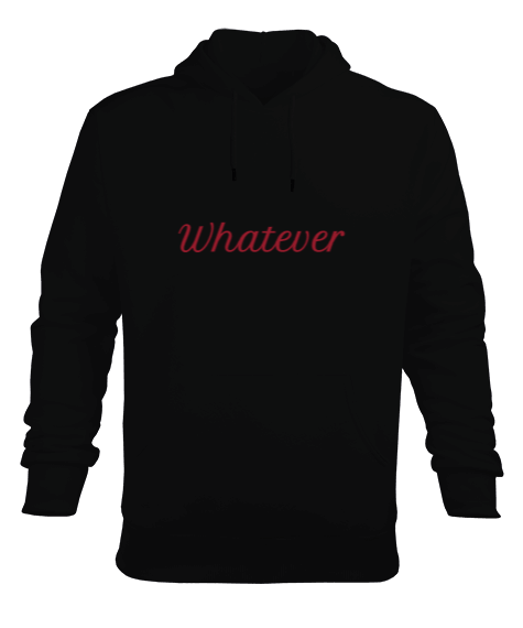 Tisho - Whatever Baskılı Siyah Sweatshirt Erkek Kapüşonlu Hoodie Sweatshirt