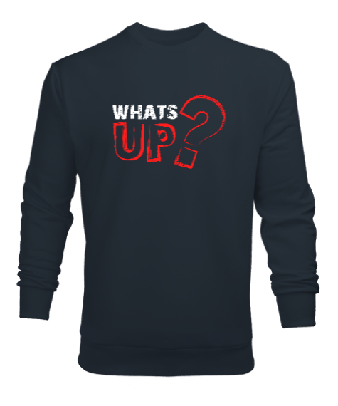 Tisho - Whats Up? - Slogan Füme Erkek Sweatshirt