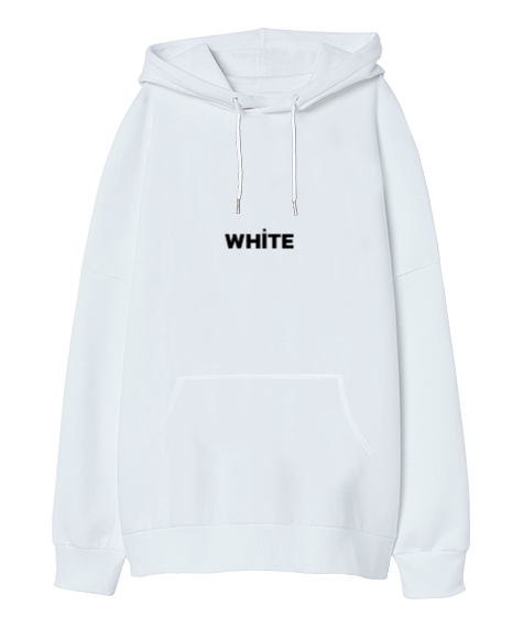 Tisho - White Oversize Unisex Kapüşonlu Sweatshirt