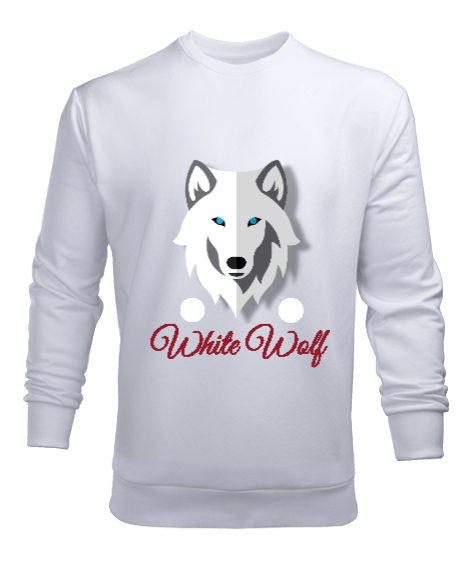 Tisho - White Wolf Beyaz Erkek Sweatshirt