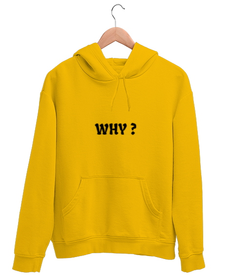 Tisho - WHY ? Sarı Unisex Kapşonlu Sweatshirt