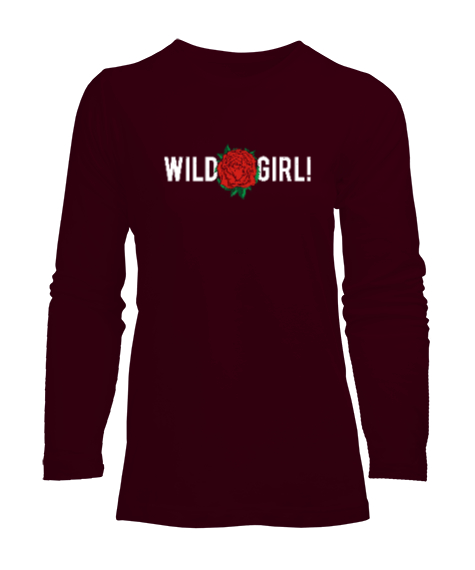 Tisho - Wild Girl - Vahşi Bordo Kadın Uzun Kol Tişört