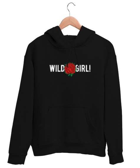 Tisho - Wild Girl - Vahşi Siyah Unisex Kapşonlu Sweatshirt