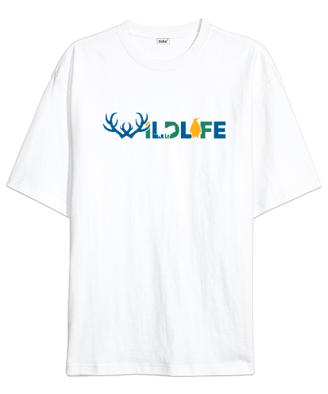 Tisho - Wild Life - Vahşi Yaşam Beyaz Oversize Unisex Tişört