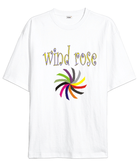 Tisho - Wind Rose Rose Yazılı Oversize Unisex Tişört