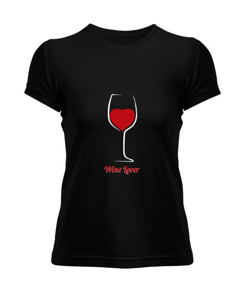 Tisho - Wine Lover Siyah Kadın Tişört